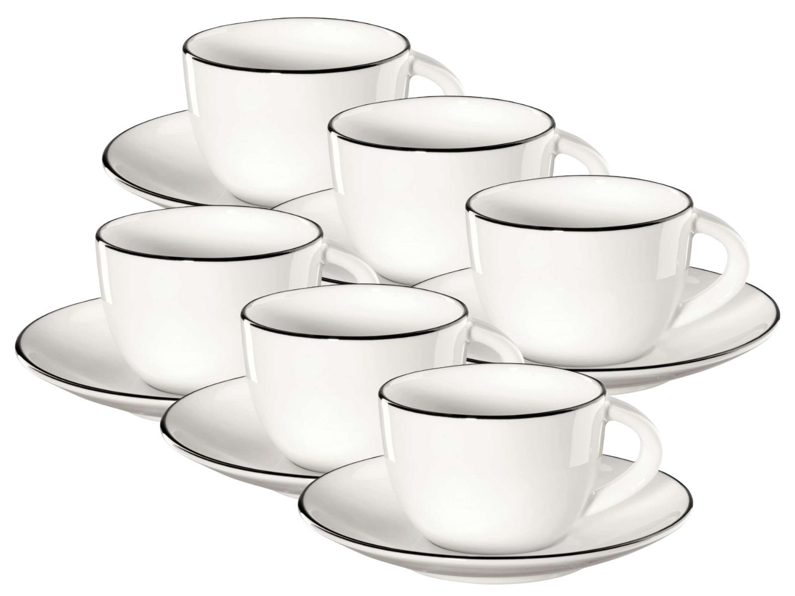 ASA SELECTION Geschirr-Set Selection à table ligne noire Espressotasse mit Untertasse 0,07l Set6 (6-tlg), Fine China
