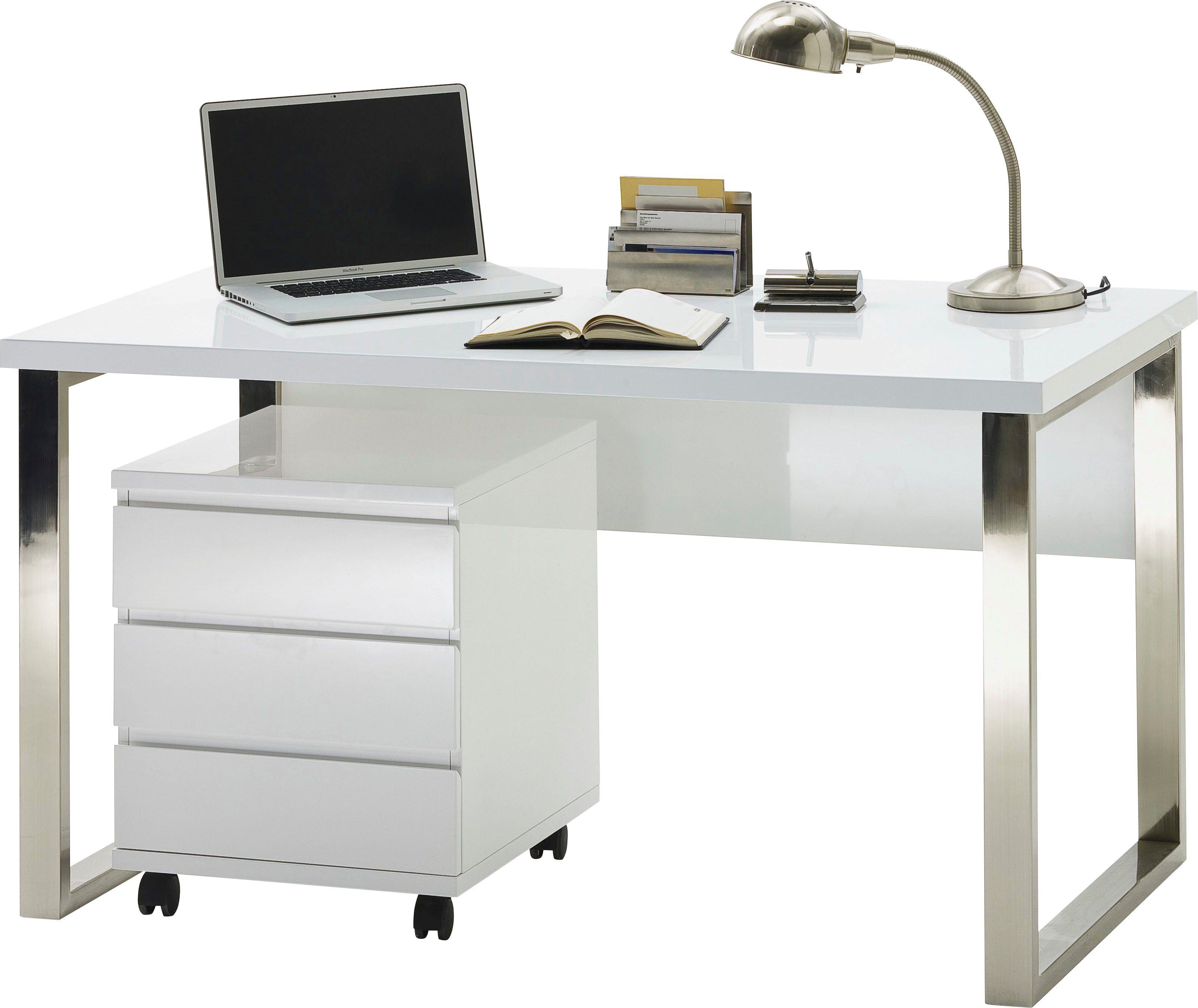 MCA furniture Schreibtisch 140 Hochglanz, weiß Breite Sydney, cm