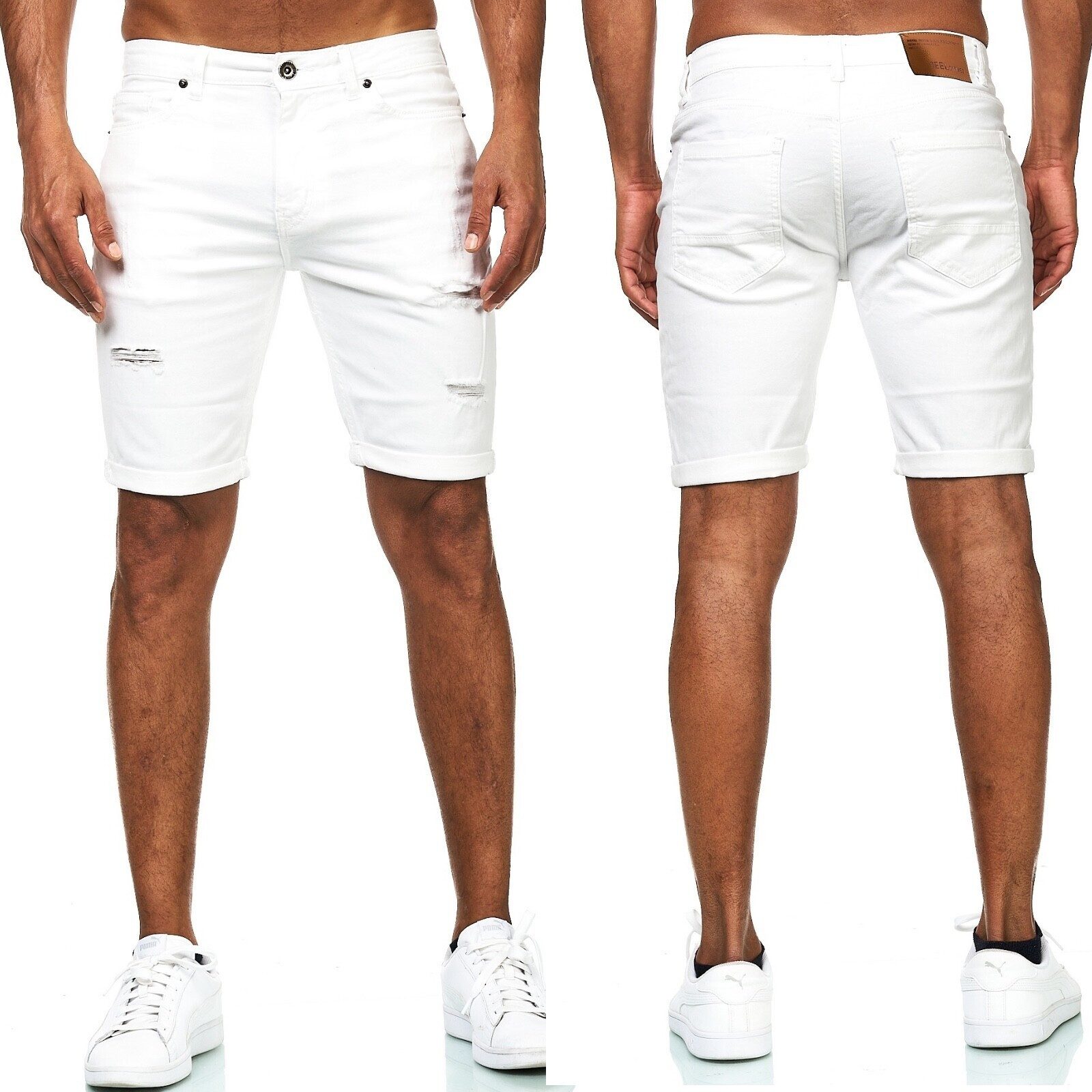 iKENNAS Jeansshorts Herren Jeansshorts Bermudar Kurze Hoset (Short 717-07) Weiss W40