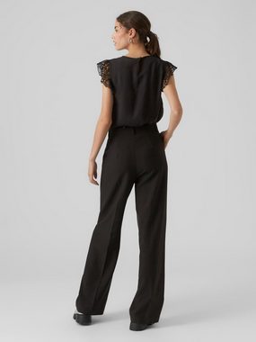 Vero Moda Kurzarmbluse PURA (1-tlg) Spitze, Cut-Outs, Drapiert/gerafft