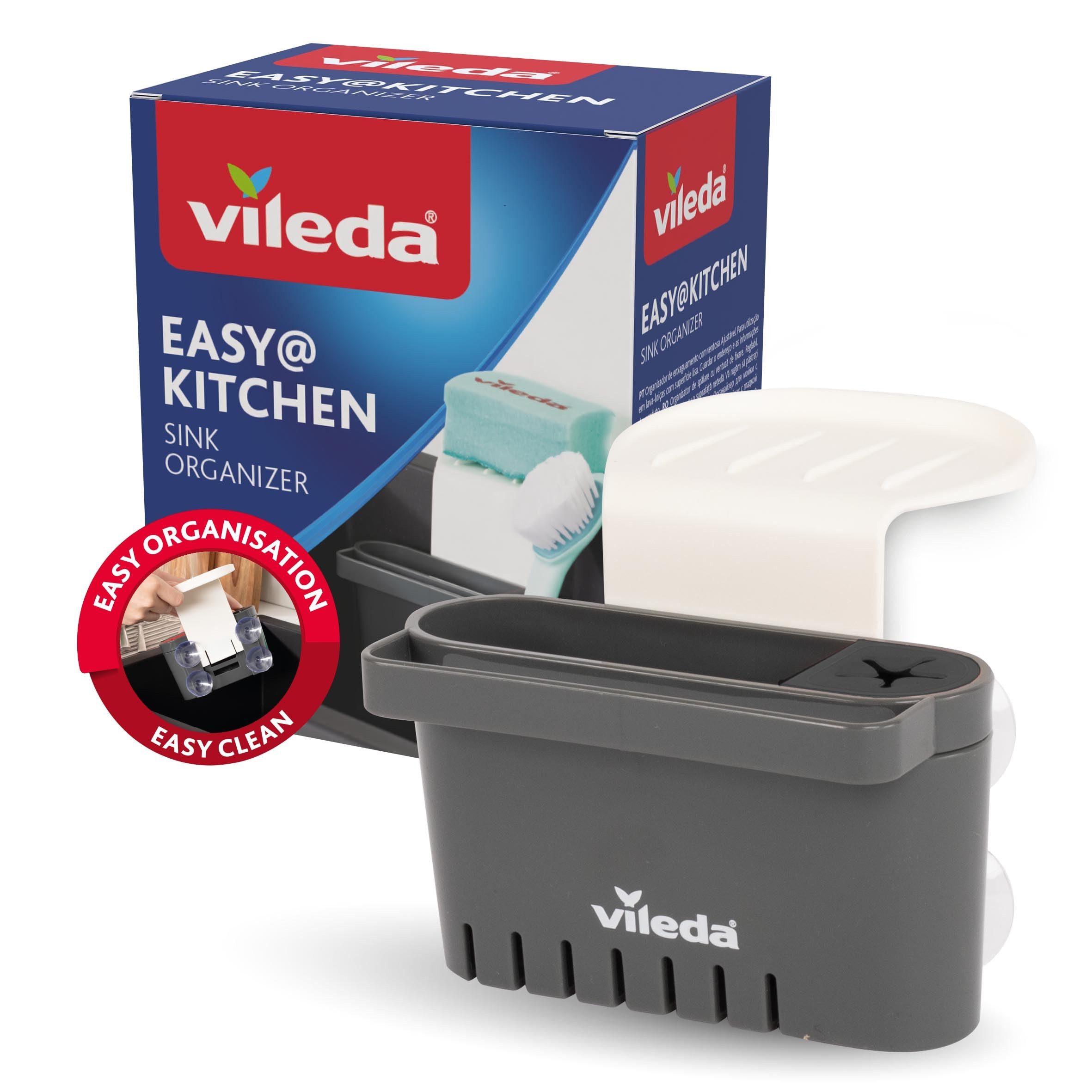 Vileda Zubehöraufbewahrungsständer Spülbeckenhalter mit Saugnapf, Zubehör für Spüle