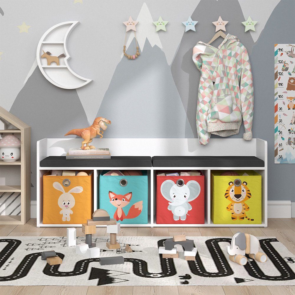 Vicco Sitzbank Luigi, Weiß, 142 x 53 cm mit 4 Faltboxen opt.1