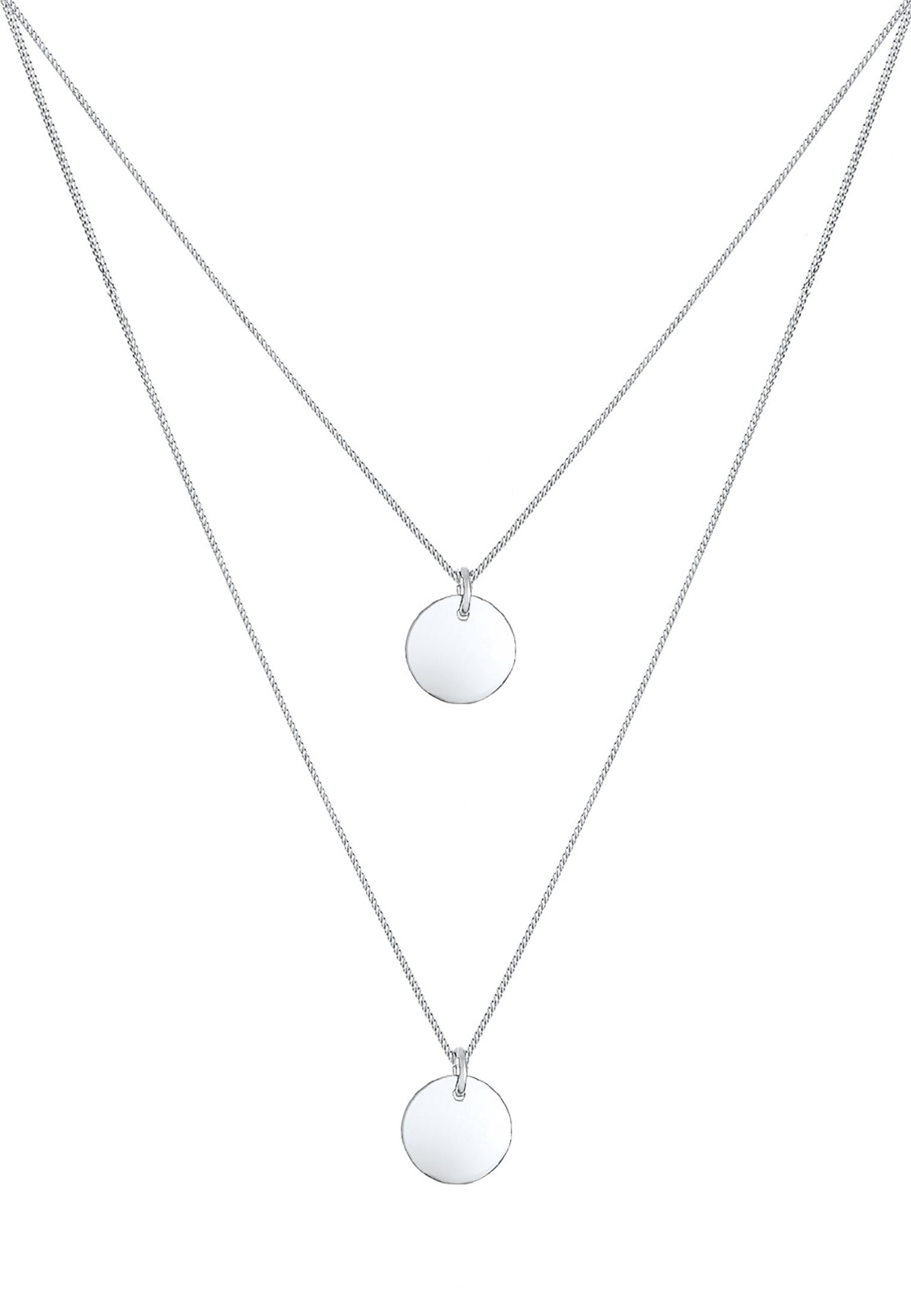 Elli Gliederkette Layer Kette mit Kreis Plättchen 925 Silber günstig online kaufen