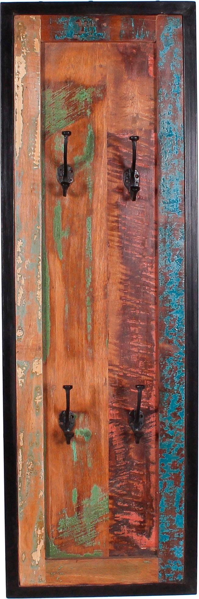 SIT Garderobenpaneel Vintage Garderobe aus recyceltem Massivholz mit 4 Haken, in Vintage Optik