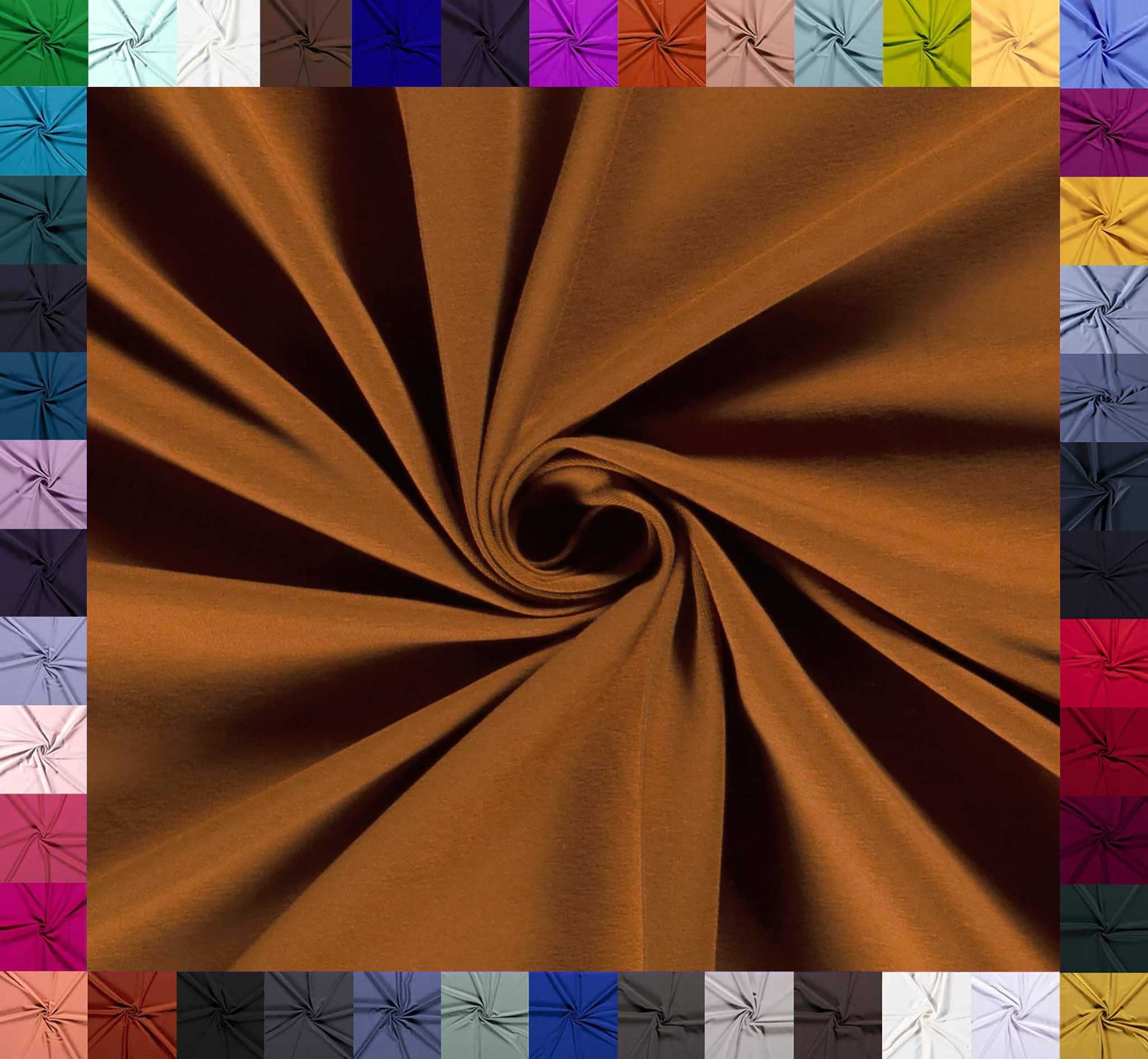 maDDma Stoff 0,5m Baumwolljersey Baumwollstoff elastisch Meterware Jerseystoff, karamellbraun