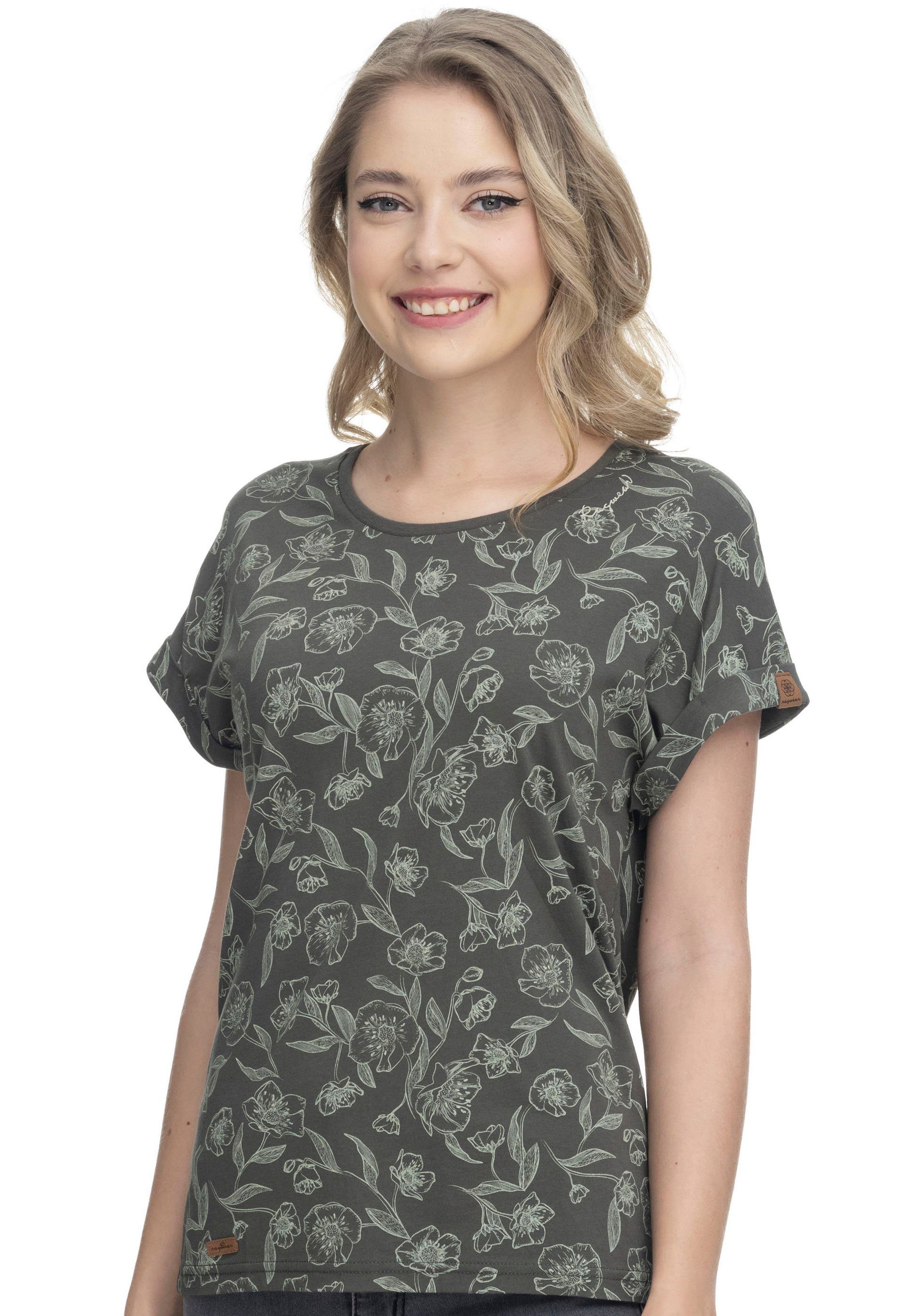 Ragwear T-Shirt MONZZA im All dark 5010 Over-Print-Design olive