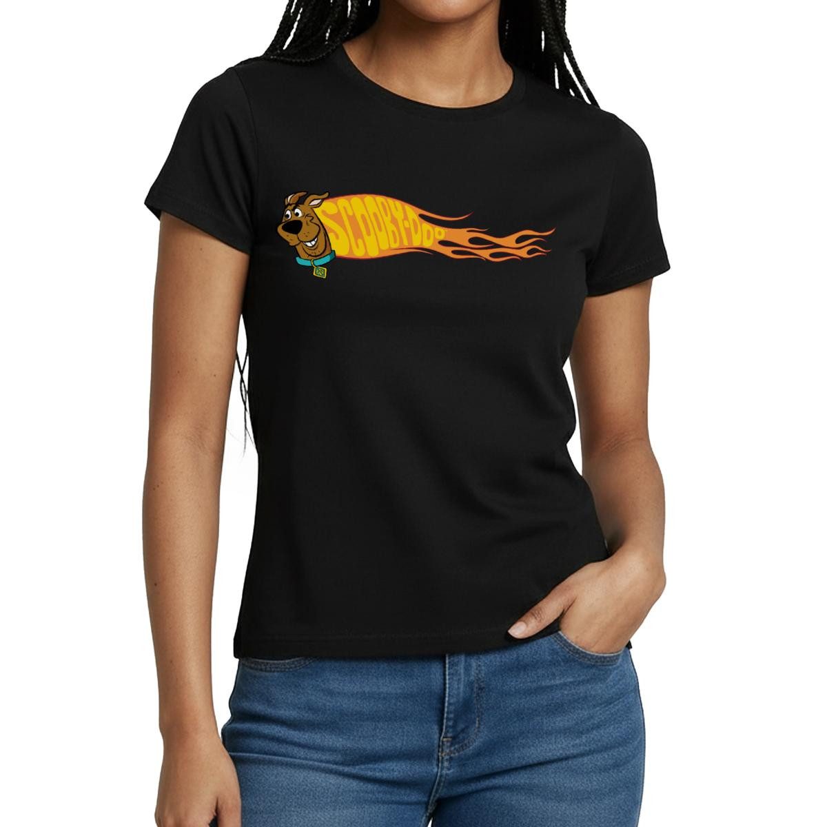 Spreadshirt T-Shirt Scooby-Doo Mit Flamme Und Aufschrift Frauen T-Shirt (1-tlg)