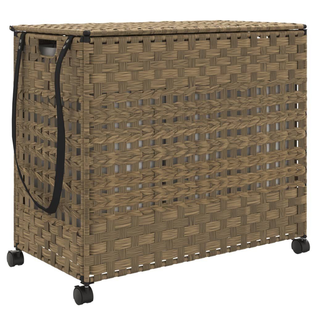 vidaXL Wäschekorb Wäschekorb mit Rollen 66x35x60 cm Rattan (1 St)