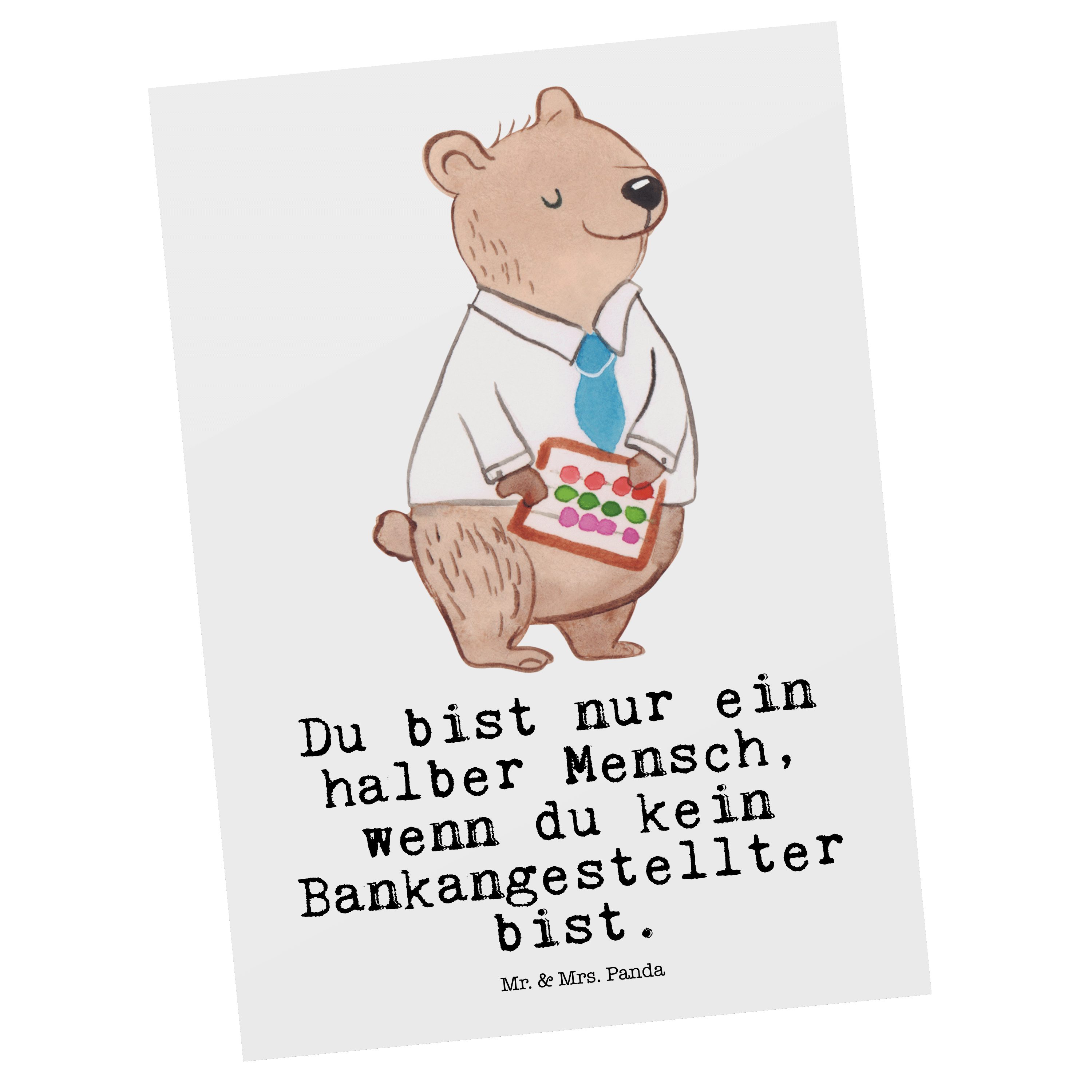 Mr. & Mrs. Panda Postkarte Bankangestellter mit Herz - Weiß - Geschenk, Mathematiker, Geschenkka