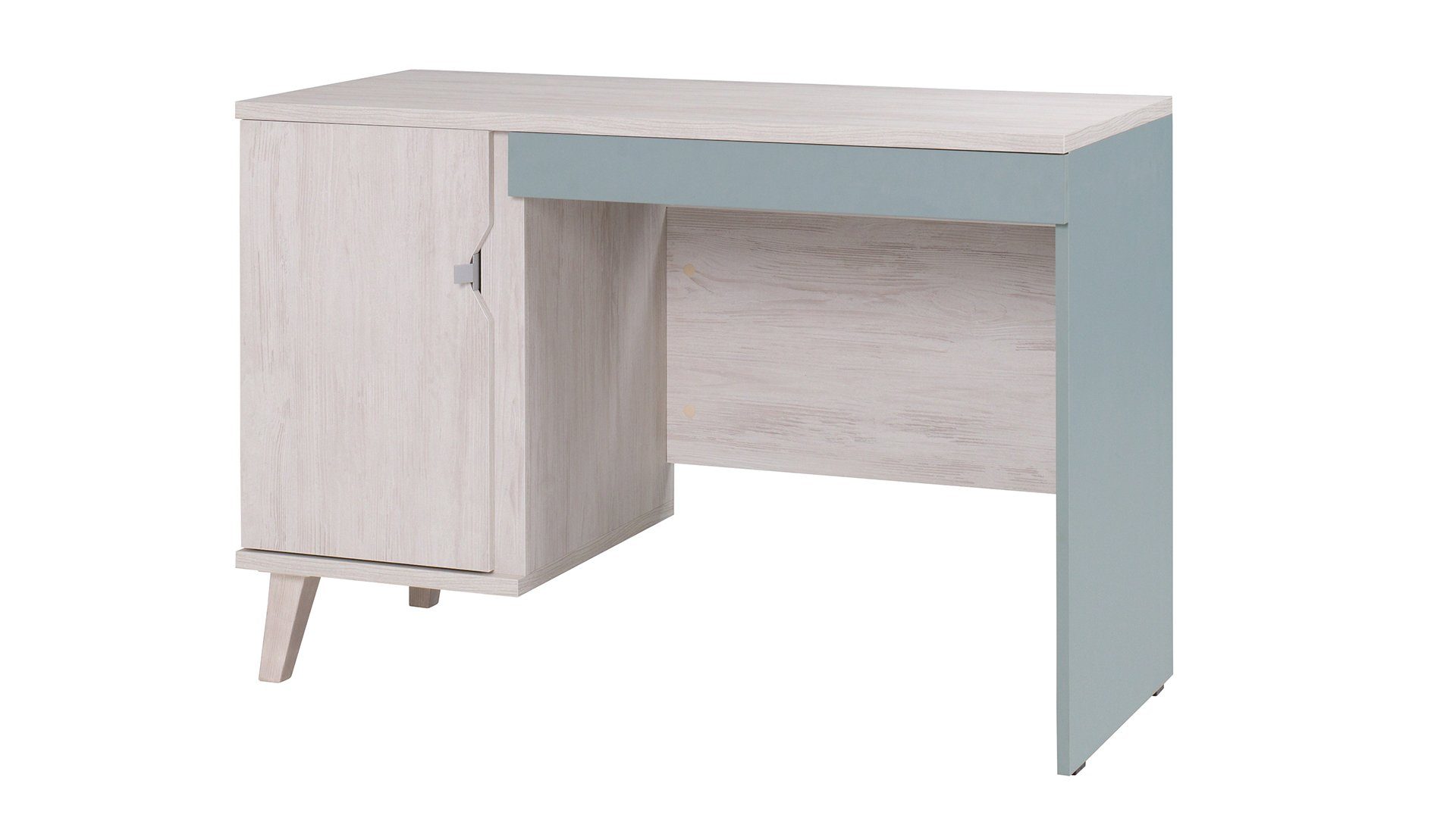 Design, Bürotisch), Weiß (Computertisch, Modern - Stylefy mit Fächern, Schreibtisch stellbar Blau variabel viel Stauraum, Antares Matt
