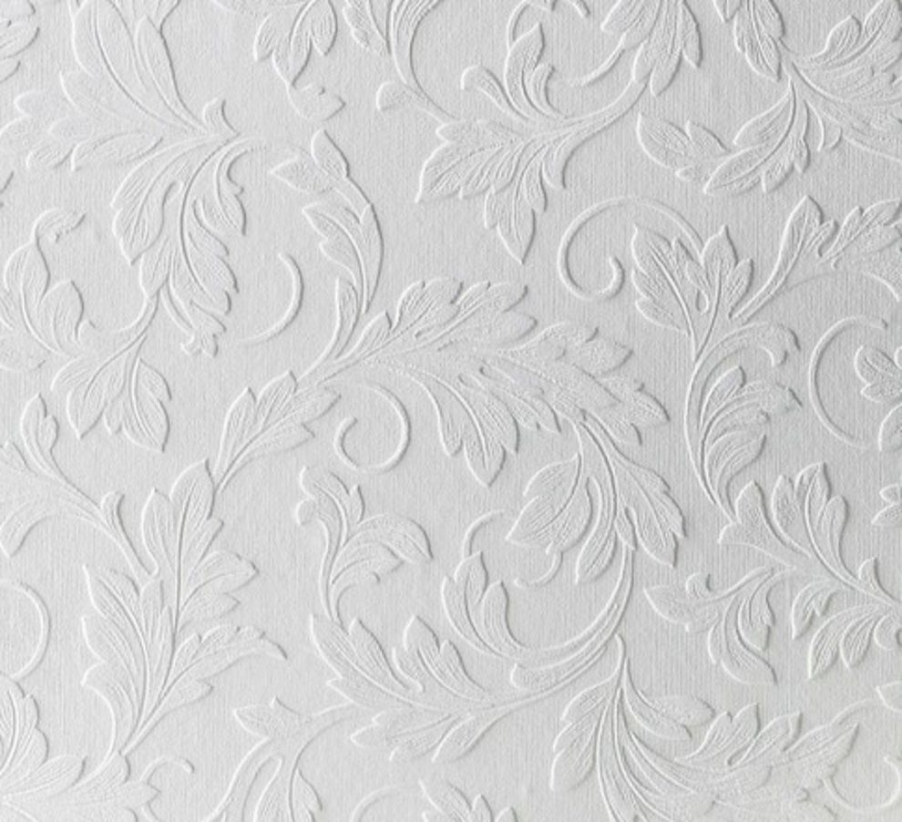 WOW Papiertapete Acanthus, aufgeschäumt, uni, (1 St), Weiß - 10m x 52cm