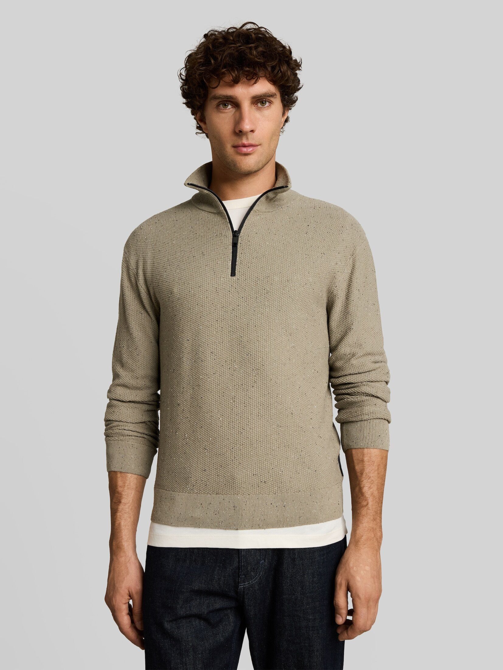 TOM TAILOR Denim Strickpullover Pullover & Strickjacken Troyer Strickpullover aus Baumwolle