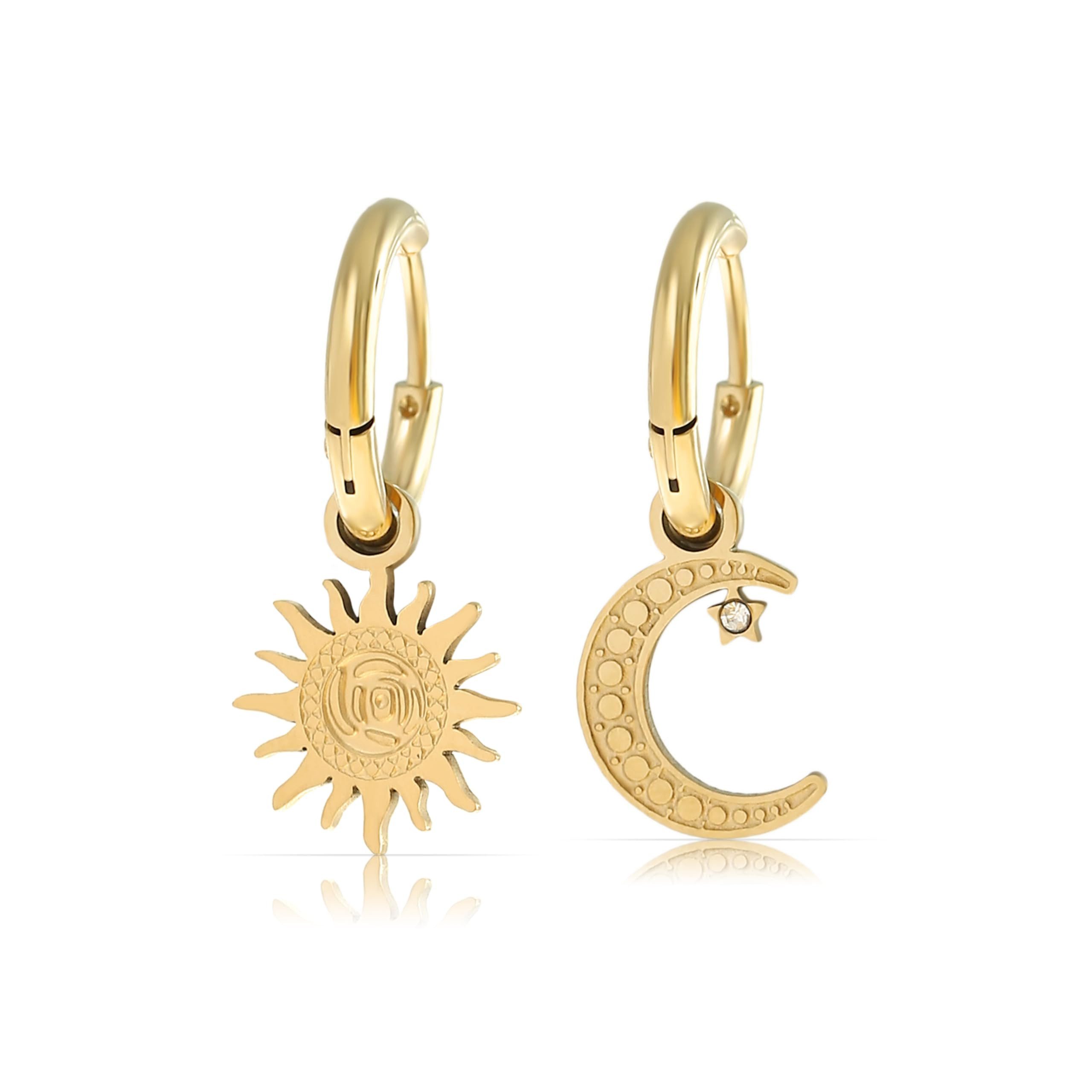 Made by Nami Ohrring-Set Gold Hängend mit Sonne & Mond Anhänger aus Chirugi günstig online kaufen