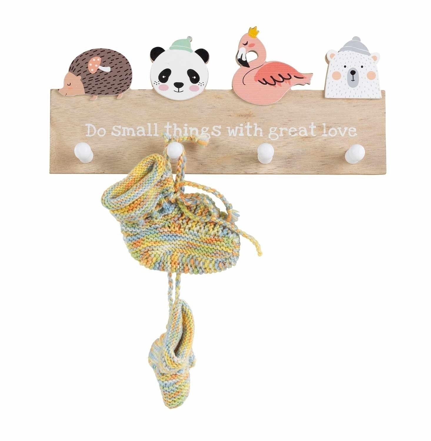 Garderobenleiste Wandgarderobe für Kinder, JONA, B 30 x H 12 cm, (2 St), Tiermotive, Mehrfarbig, mit je 4 Haken