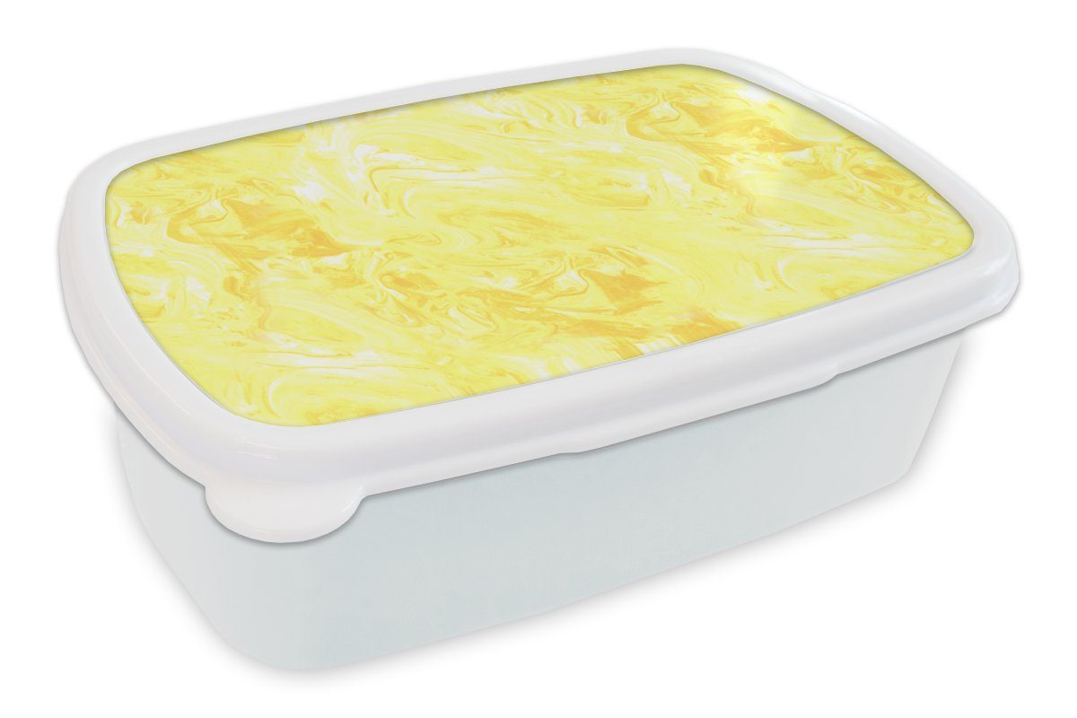 MuchoWow (2-tlg), Jungs - - Farbe, weiß - Marmor Brotdose, und Erwachsene, und Lunchbox Gelb Muster Mädchen Brotbox Kinder für für Kunststoff,