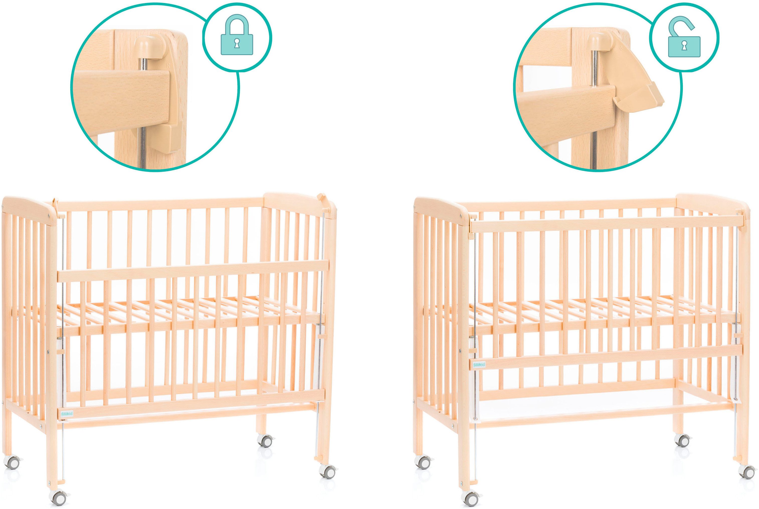 Fillikid Beistellbett Nino, inkl. Matratze; Made in Europe