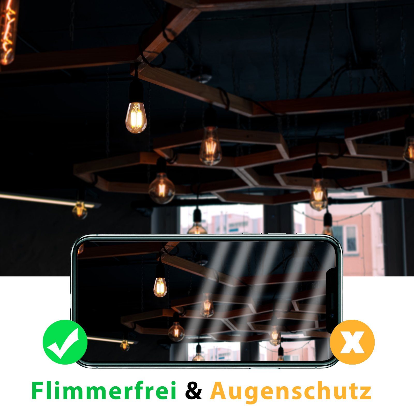 ZMH LED-Leuchtmittel E14 Edison LED Vintage Glühbirne - 4W ST25 2700K für Schlafzimmer Flur, 10 St., warmweiß, Filament Retro Glas Birne Energiesparlampe