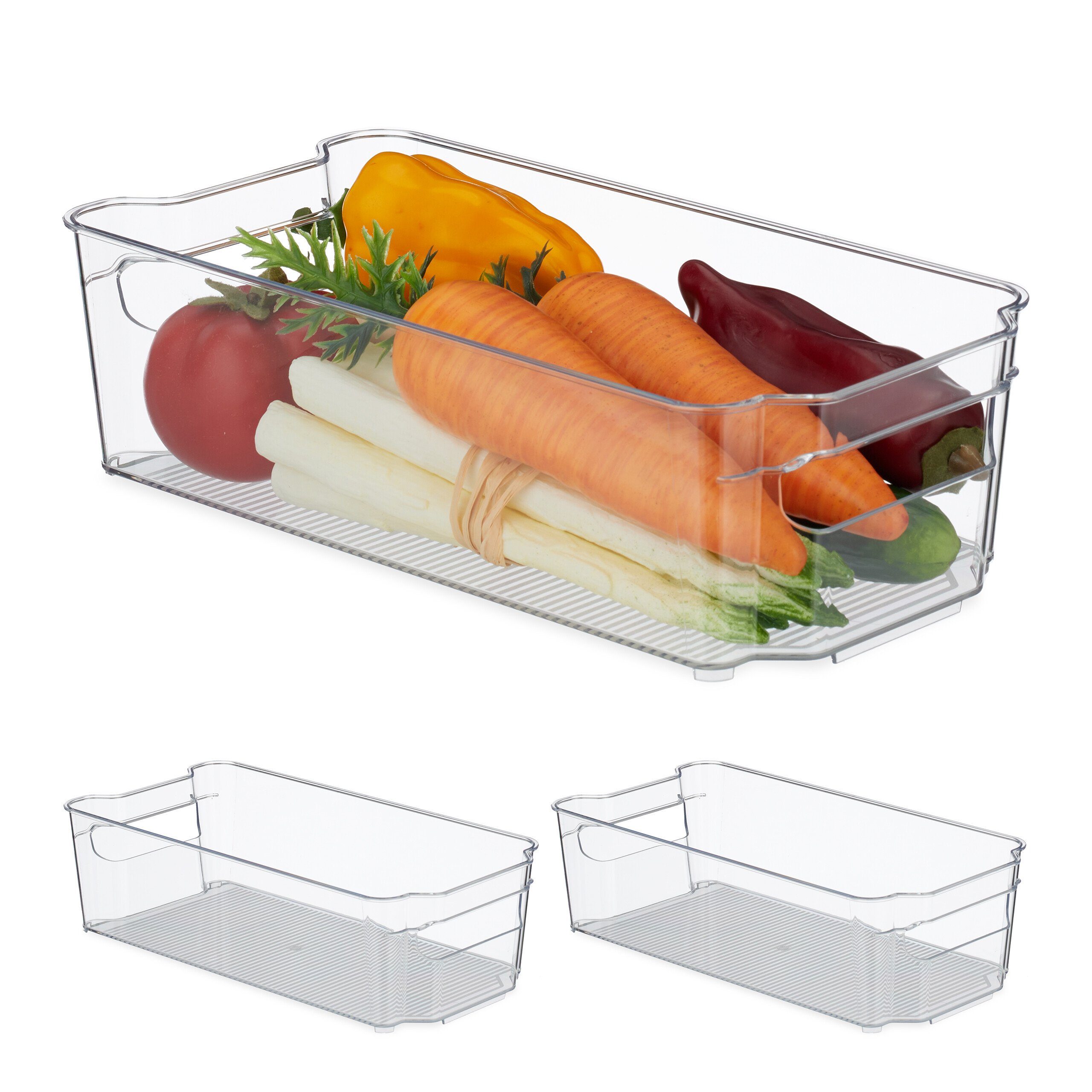 Frischhaltedose 3 x Kühlschrank Organizer mit Griffen