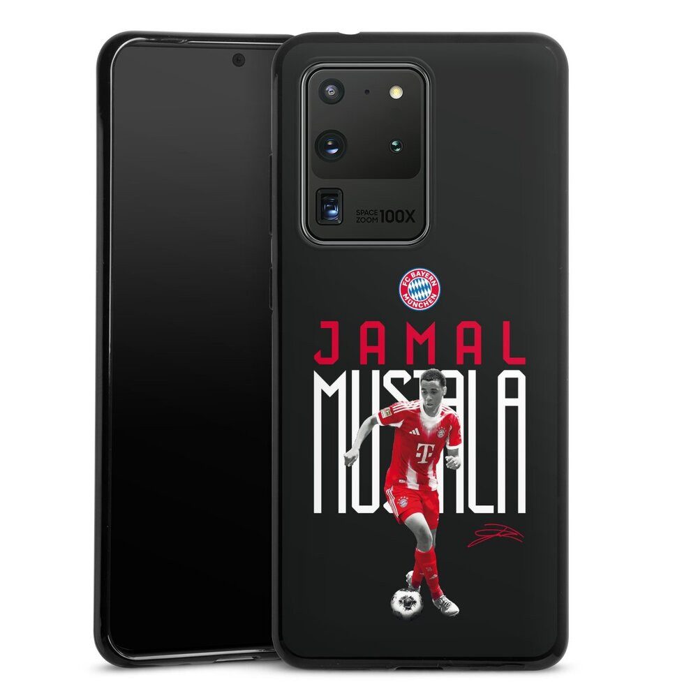 DeinDesign Handyhülle FC Bayern München Jamal Musiala Offizielles Lizenzprodukt, Samsung Galaxy S20 Ultra Silikon Hülle Bumper Case Handy Schutzhülle