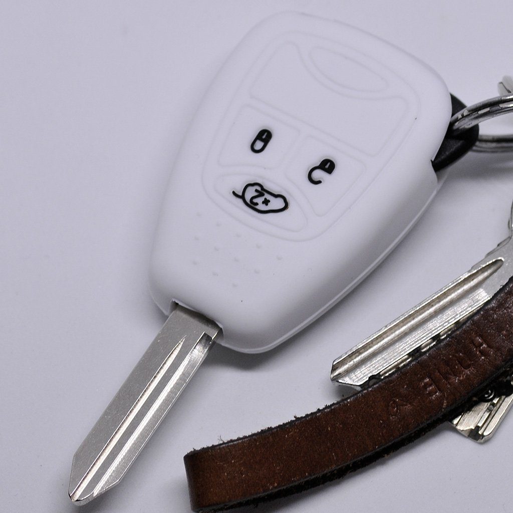 Autoschlüssel Schlüsseltasche Weiß, Commander Dodge Silikon Cherokee für Chrysler Voyager Schutzhülle 300C RAM Jeep Softcase Grand mt-key