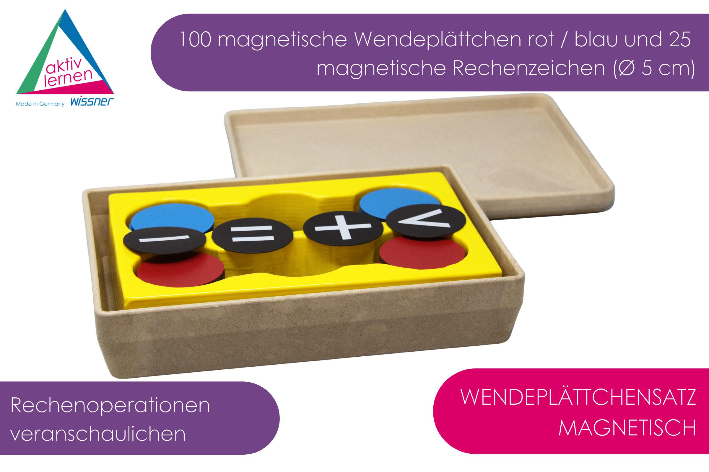 Wissner® aktiv lernen Lernspielzeug Wendeplättchensatz (Rot/Blau), magnetisch Zählchips Mathe lernen (125-St)