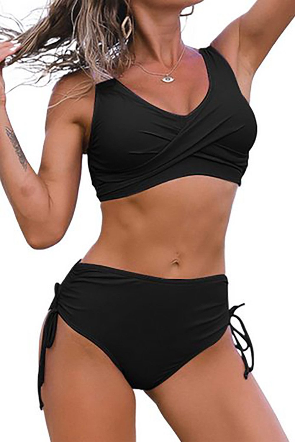 BlauWave Bustier-Bikini DamenBadeanzug mit hoher Taille zweiteiliger Badeanzug (1-St) hoch taillierte Badebekleidung