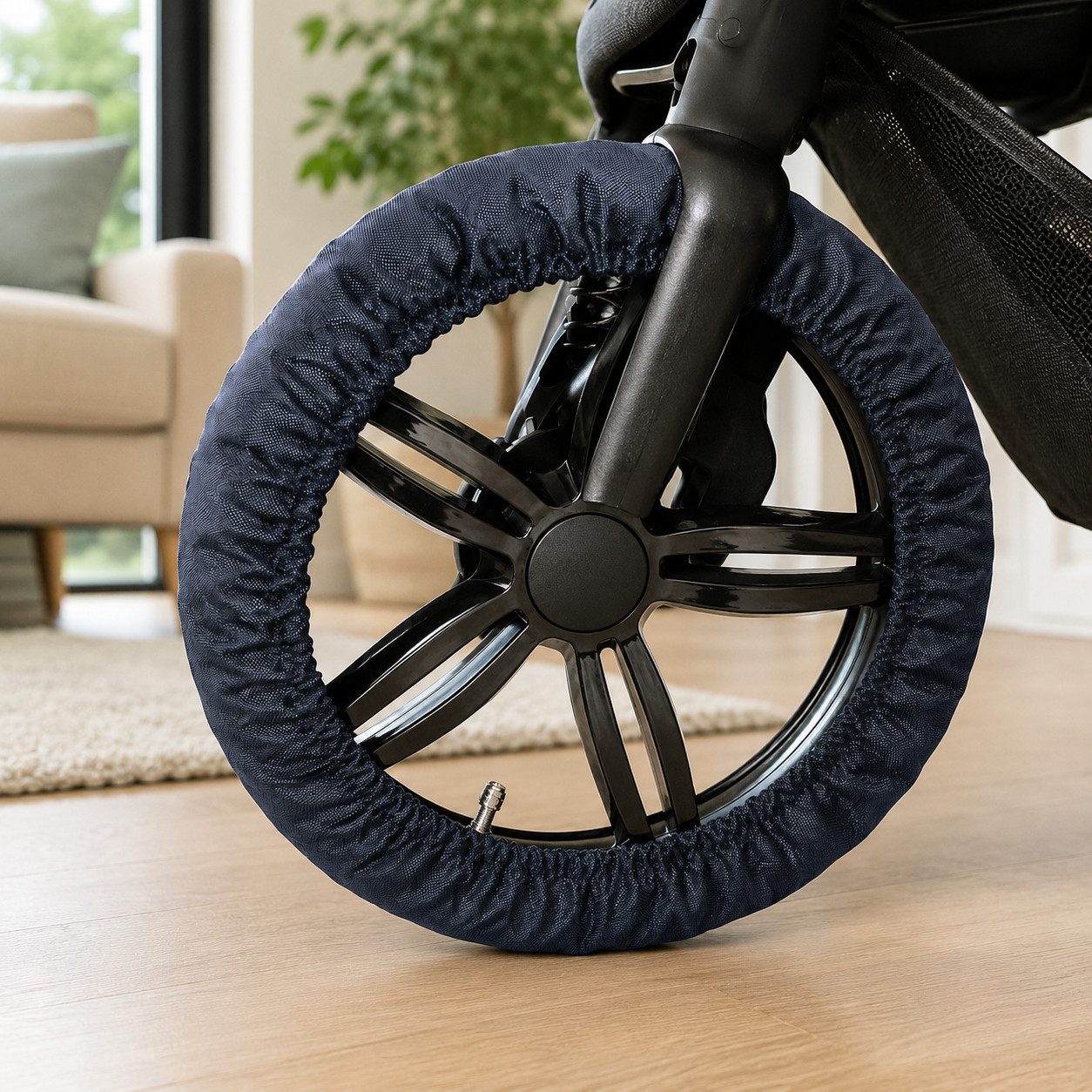 Best for Home Fußsack Reifenschutzhülle für Kinderwagen – 4er Set Schwenkräder (Radabdeckungs-Set, 4-tlg., 4 Radabdeckungen für Kinderwagenräder), elastische Ränder, schützt vor Schmutz, Kratzern und Abnutzung