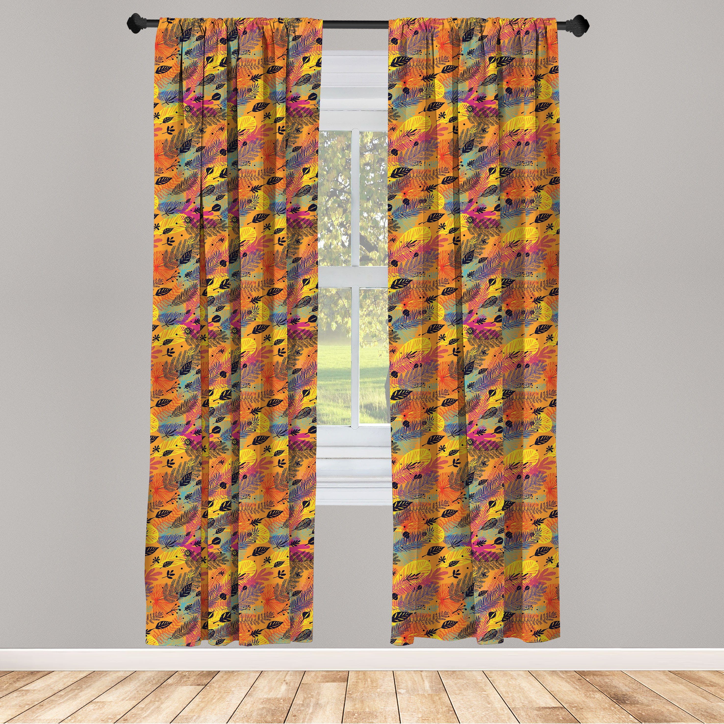 Gardine Vorhang für Wohnzimmer Schlafzimmer Abakuhaus, Bunte Plantation Microfaser, Sketchy Herbst Dekor
