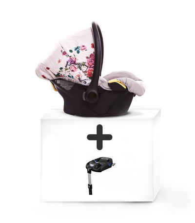 TPFLiving Babyschale Musse Light Rose Autositz, ab: 0+, bis: 11kg (0-11kg), bis: 13 kg, (mit Isofix Basis), Babyschale fürs Auto, auch passend für Light Rose Kinderwagen Gold