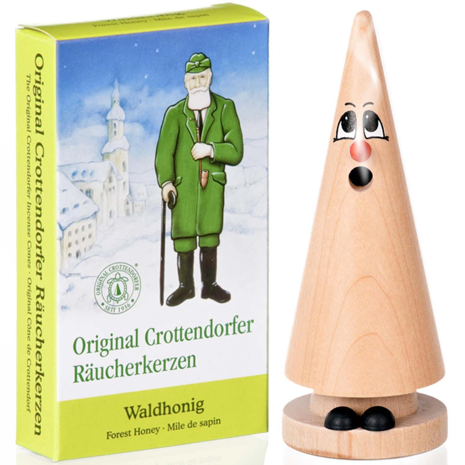 Waldhonig Räucherkerzen Erzgebirge (2 hoch 13cm Original Räuchermännchen Crottendorfer Heidi Ziegenbein Kegel, Honig Holzkunst, + St), Set 24