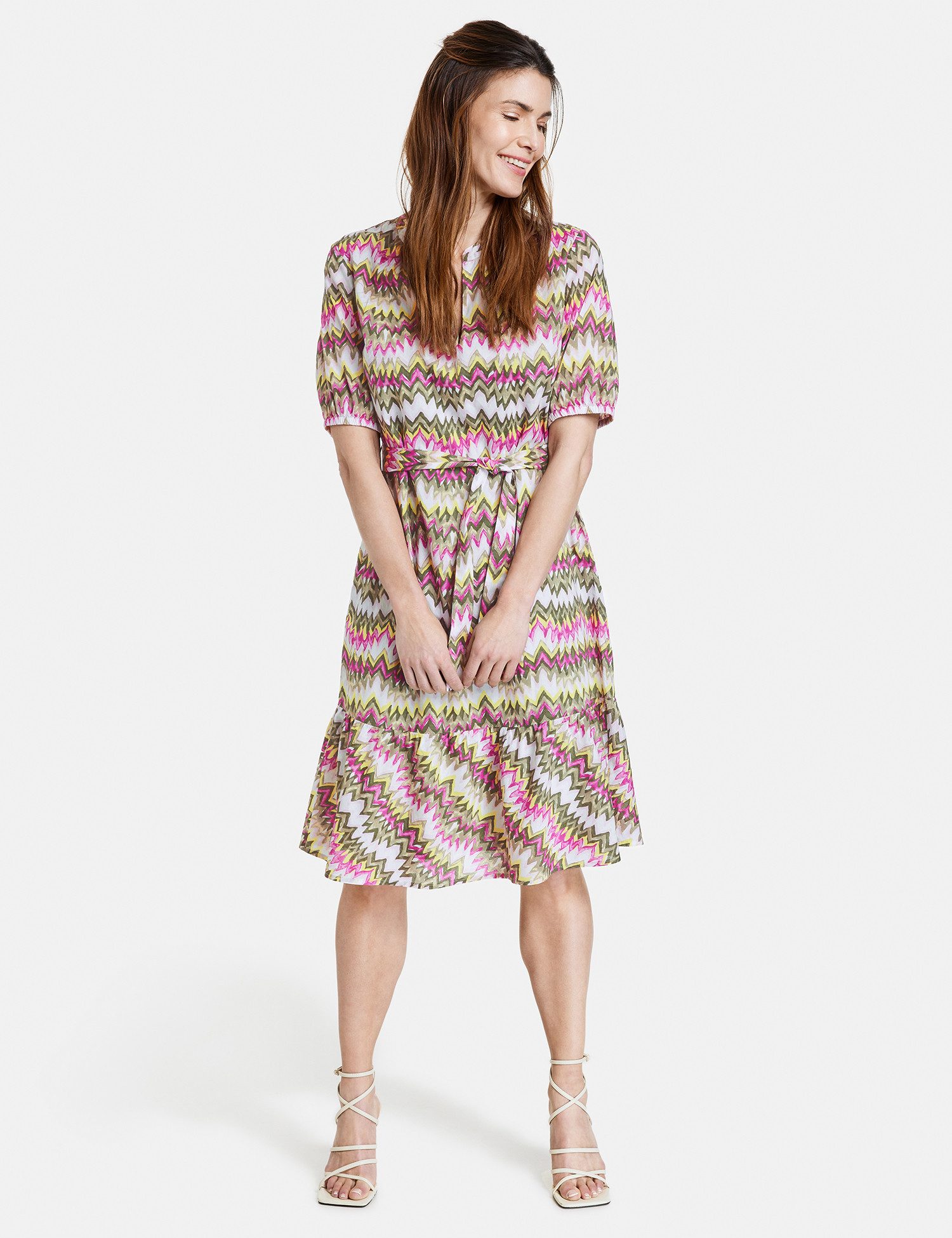 GERRY WEBER A-Linien-Kleid Gemustertes A-Linien-Kleid mit Bindegürtel