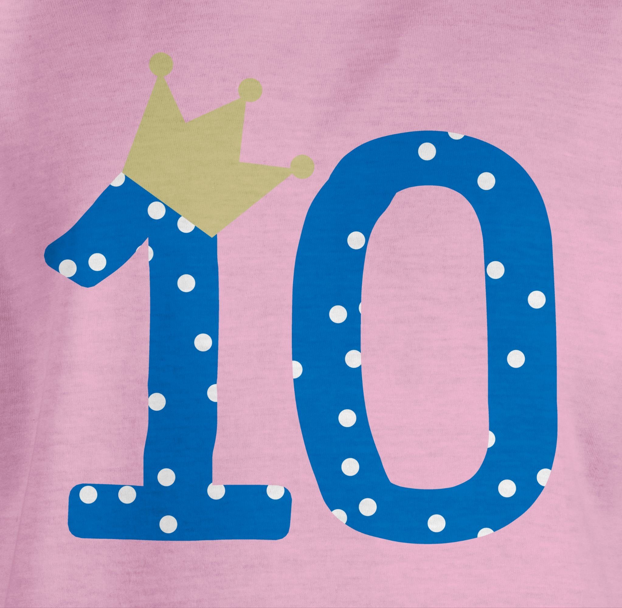 Shirtracer T-Shirt Zehnter Geburtstag 10 Jahre Geburtstag Rosa 10. 2