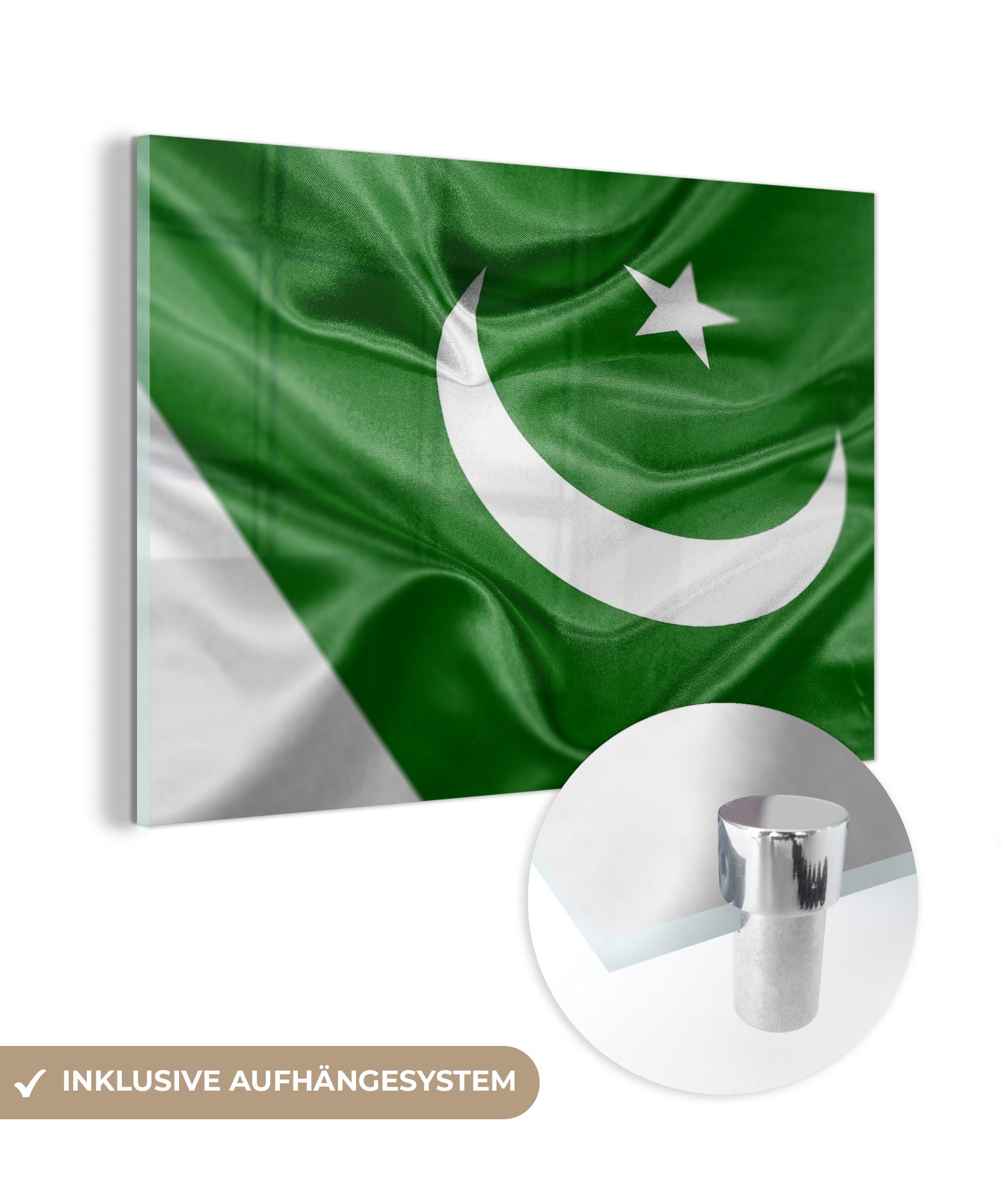 MuchoWow Acrylglasbild Die Flagge von Pakistan, (1 St), Acrylglasbilder Wohnzimmer & Schlafzimmer