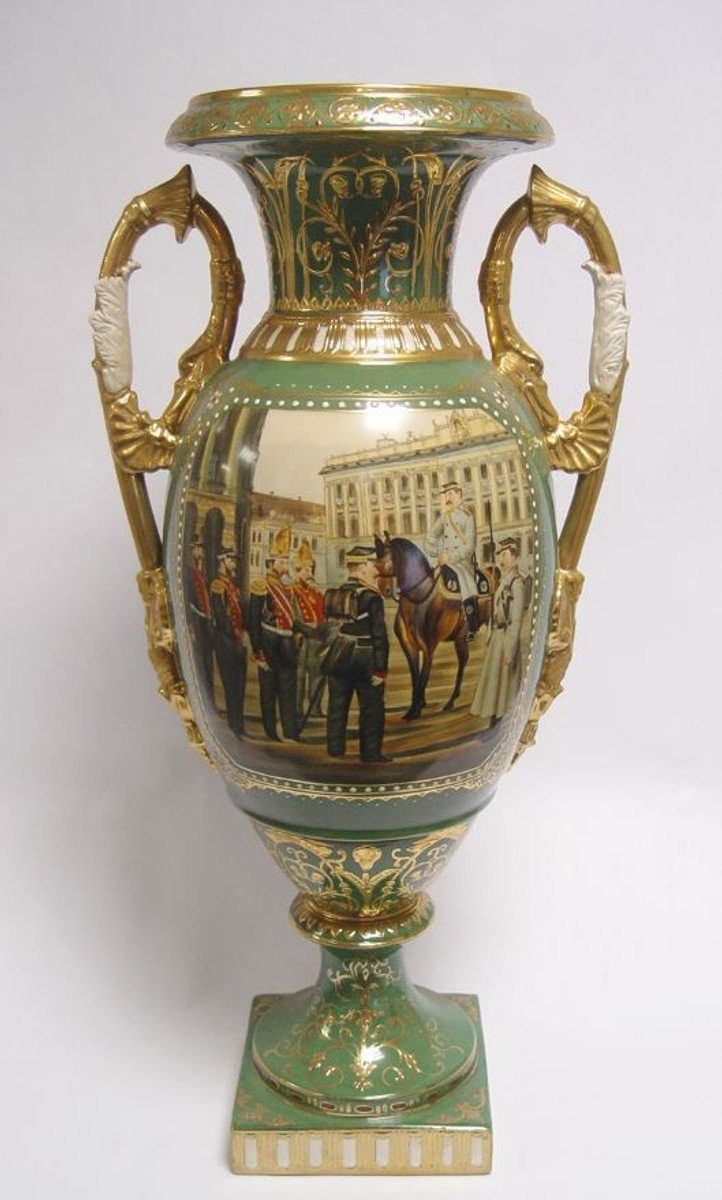 Casa Padrino Dekoobjekt Barock Porzellan Vase mit 2 Griffen H. 54 cm - Luxus Hotel Vase