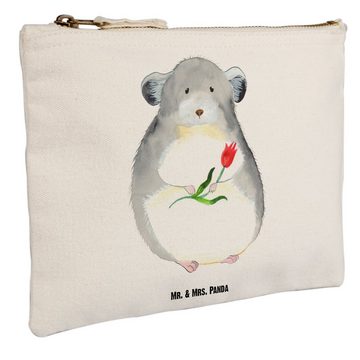 Mr. & Mrs. Panda Kosmetiktasche Grösse XL Große Chinchilla Blume - Weiß - Geschenk, Schminketui, Etui (1-tlg), Formbeständig