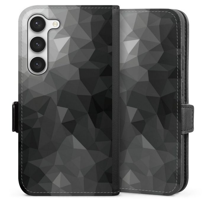 DeinDesign Handyhülle Mosaik Muster Tarnmuster Polygonal Mosaic Schwarz/Weiß Samsung Galaxy S23 Hülle Handy Flip Case Wallet Cover