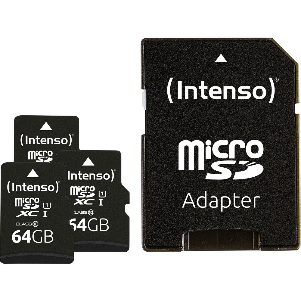 Intenso Premium 3er Pack (3 x 64 GB) microSDXC-Karte 64 GB Class 10 U Speicherkarte