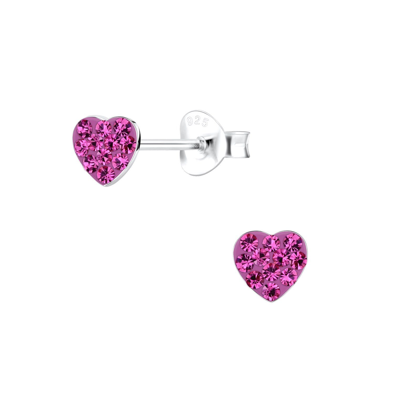 ALEXANDER YORK Paar Ohrstecker HERZ Kristall fuchsia, 2-tlg., 925 Sterling Silber