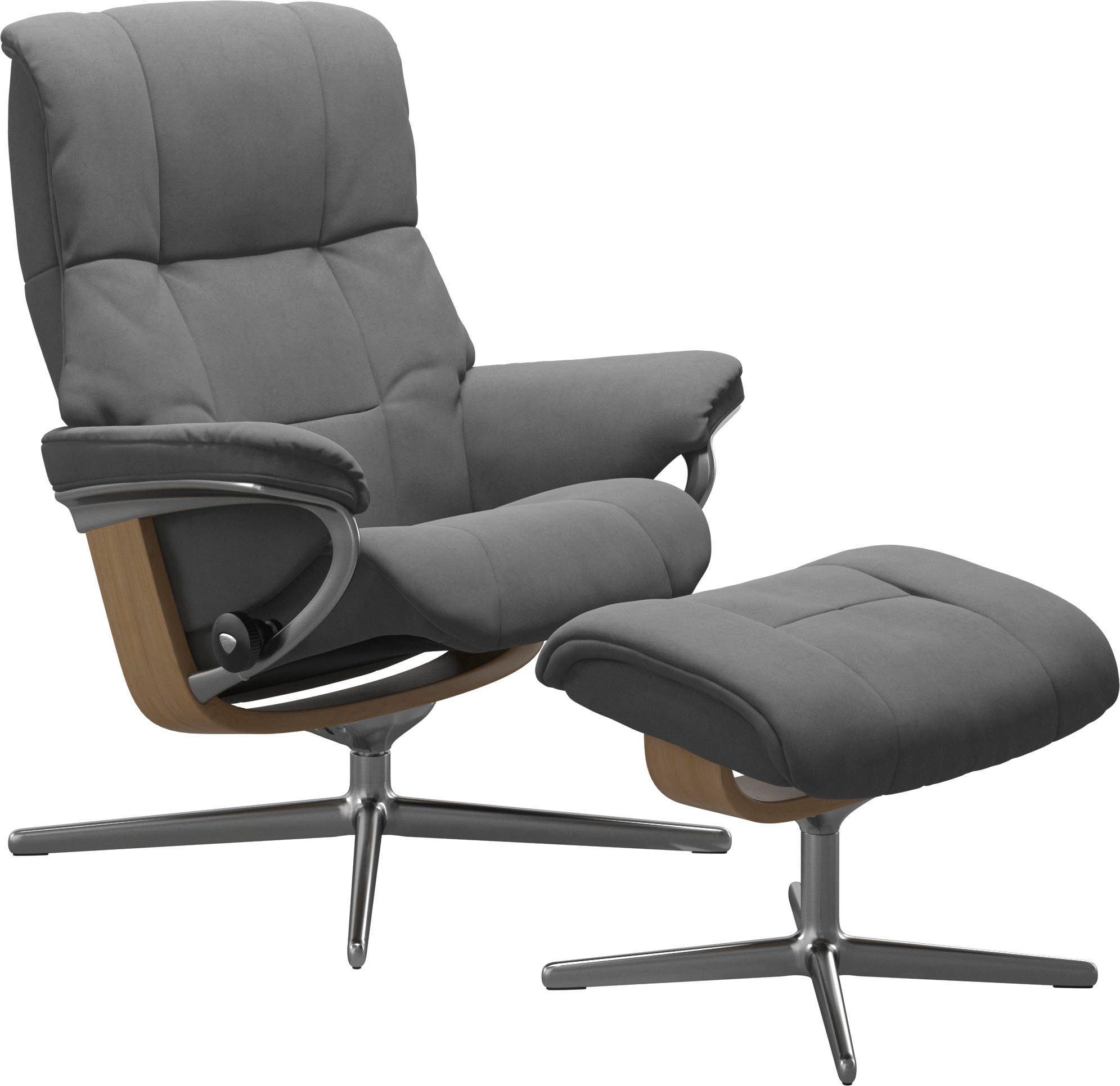 Stressless® Relaxsessel Eiche Cross Hocker), Hocker, & (Set, Größe Relaxsessel L, mit Holzakzent mit Mayfair mit Base, M S