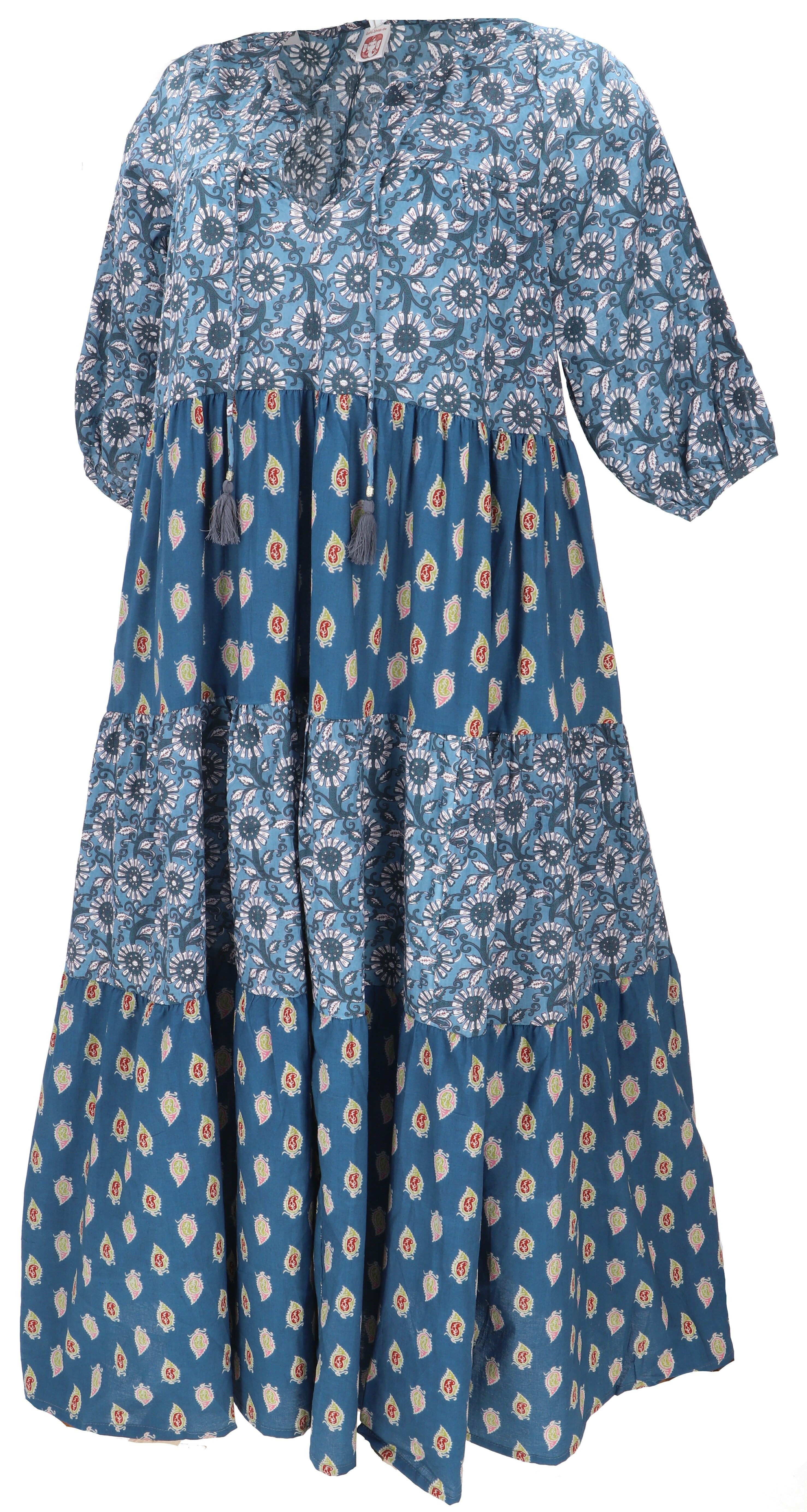 Guru-Shop Midikleid Boho Baumwoll Maxikleid, gestuftes günstig online kaufen