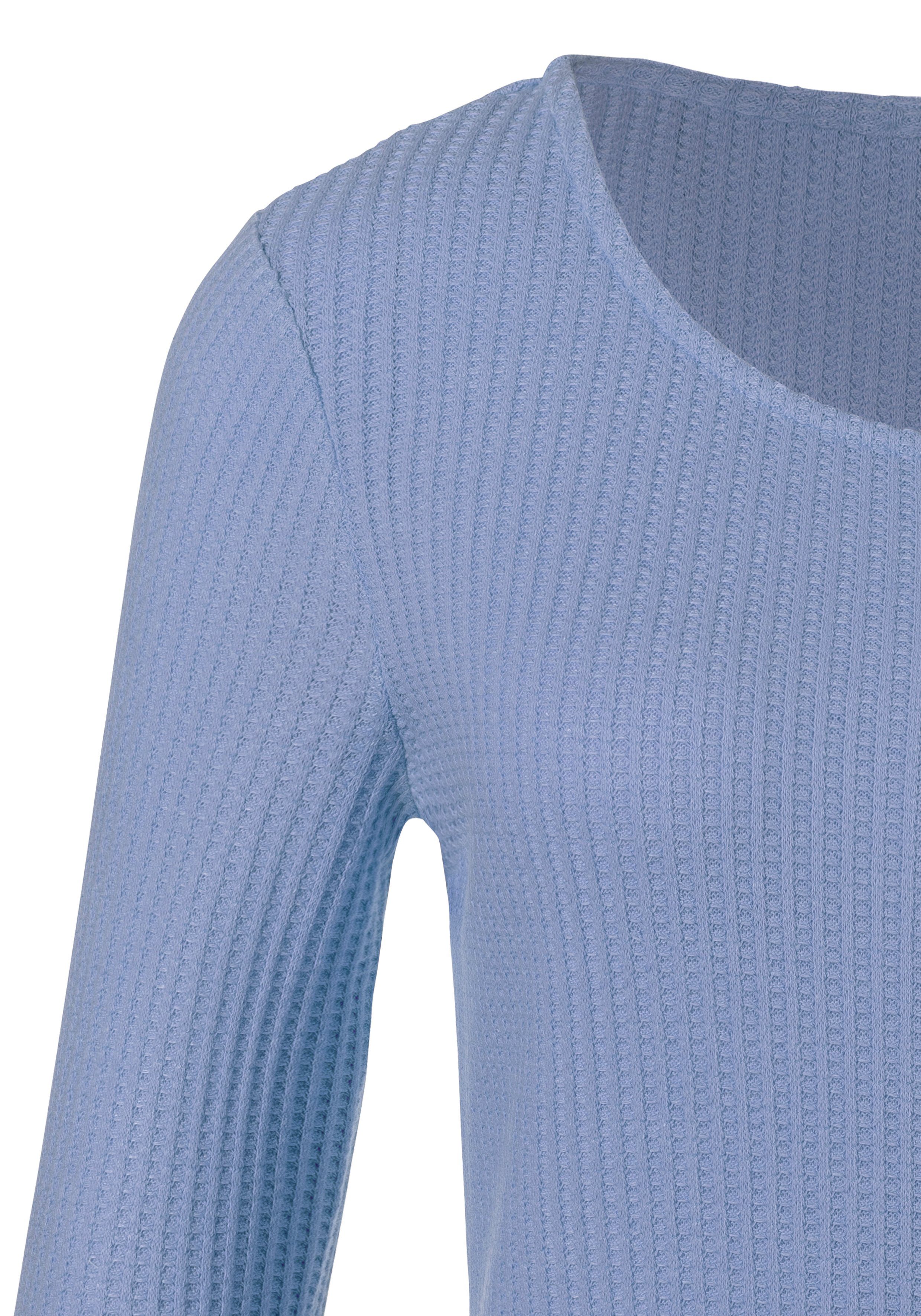 LASCANA Langarmshirt in modischer Piqué-Optik aus luftiger Qualität mit Viskose