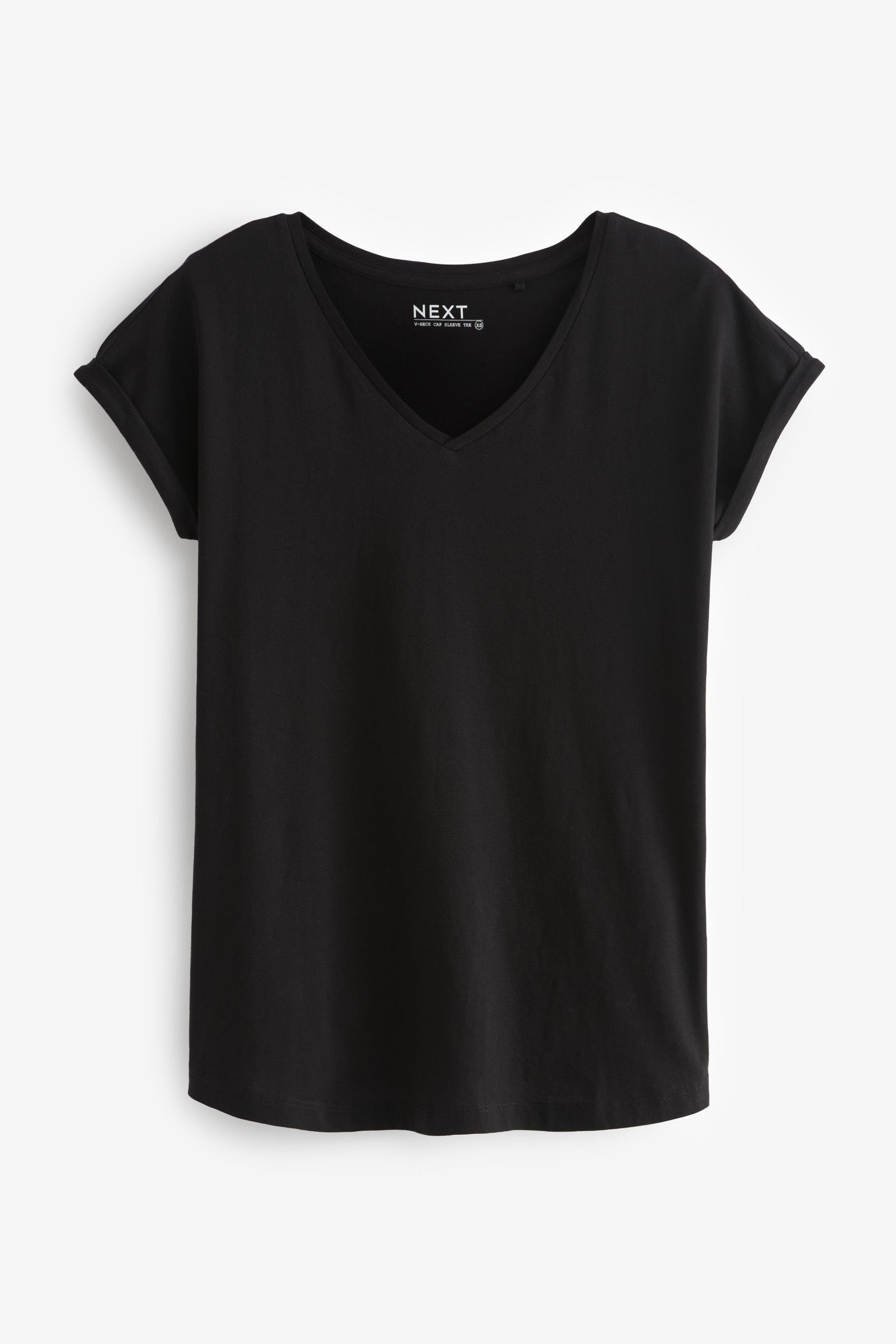 Next T-Shirt T-Shirt mit V-Ausschnitt Flügelärmel (1-tlg) Black
