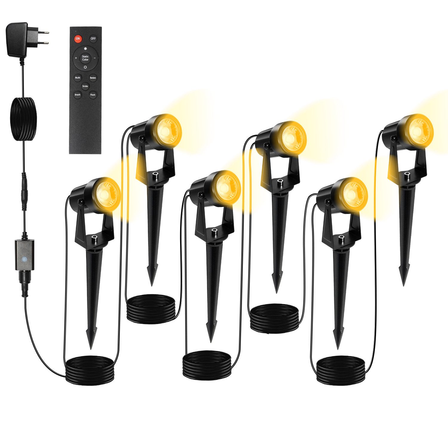 Clanmacy Gartenstrahler 6-IN-1 LED Gartenstrahler mit Erdspieß Außenstrahle günstig online kaufen