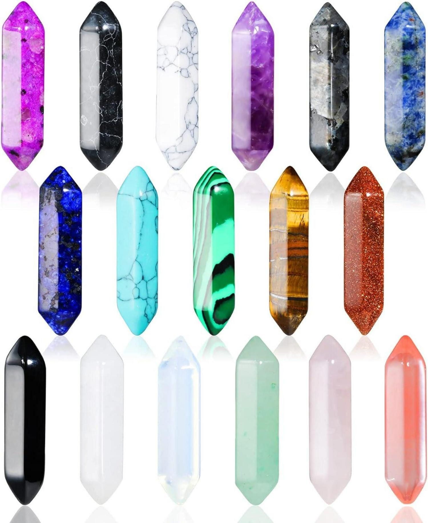 Schmuckset Heilende Kristalle Steine Set Chakra Amethyst Tigerauge Obsidian