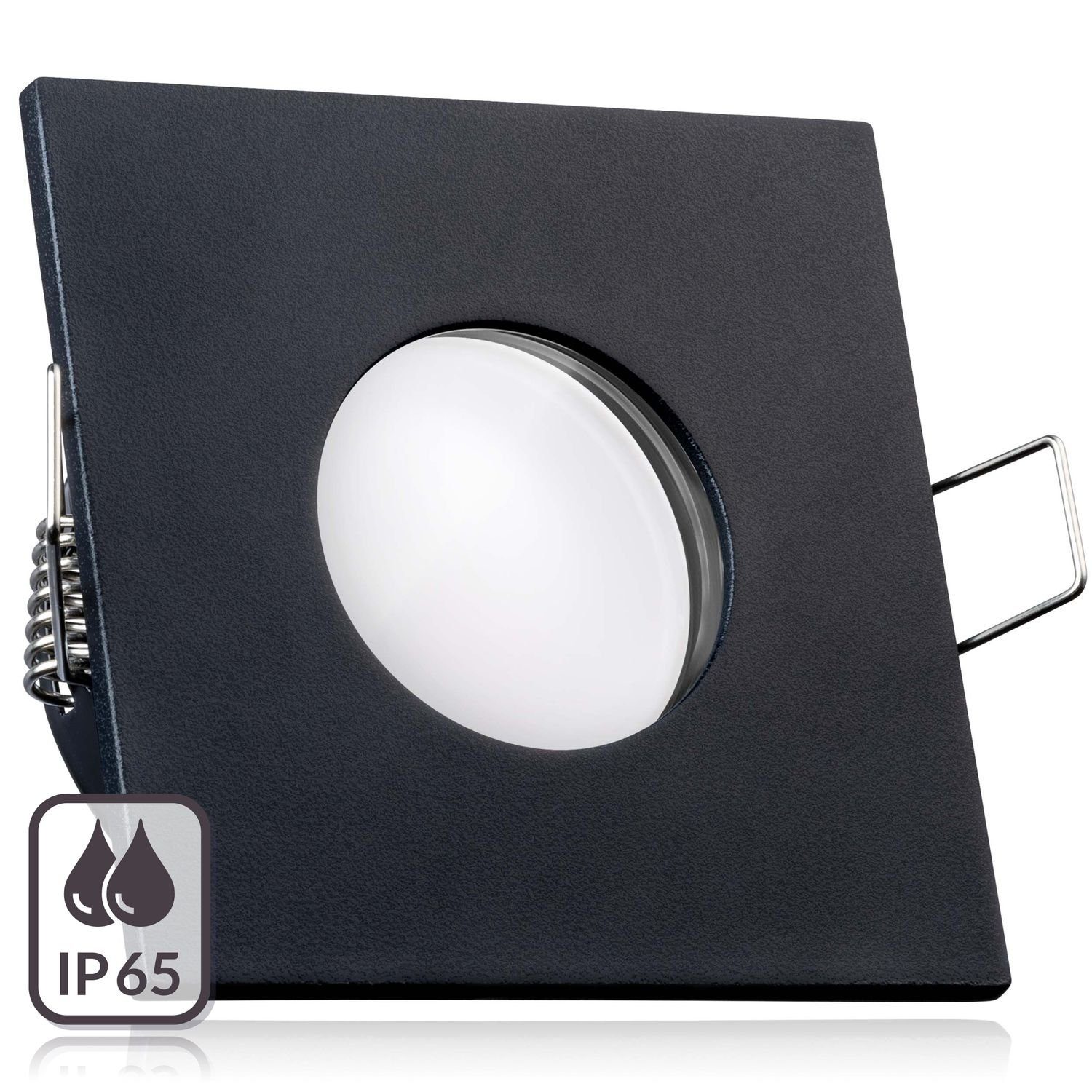 LEDANDO LED Einbaustrahler IP65 RGB LED extra flach Einbaustrahler CCT in schwarz mit Set 5W Leuc