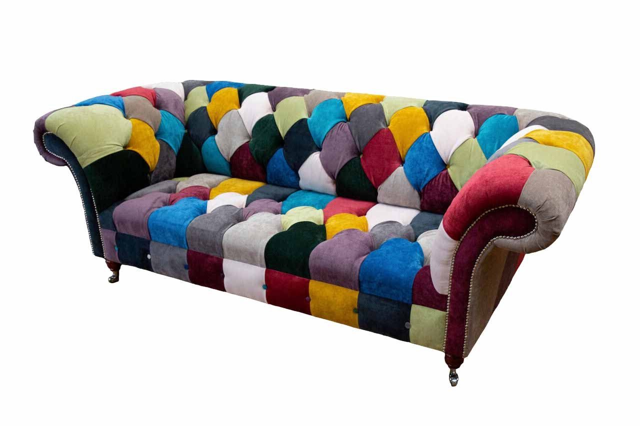 Sofas Klassisch Mehrfarbig Chesterfield Sofa JVmoebel Chesterfield-Sofa, Design Dreisitzer