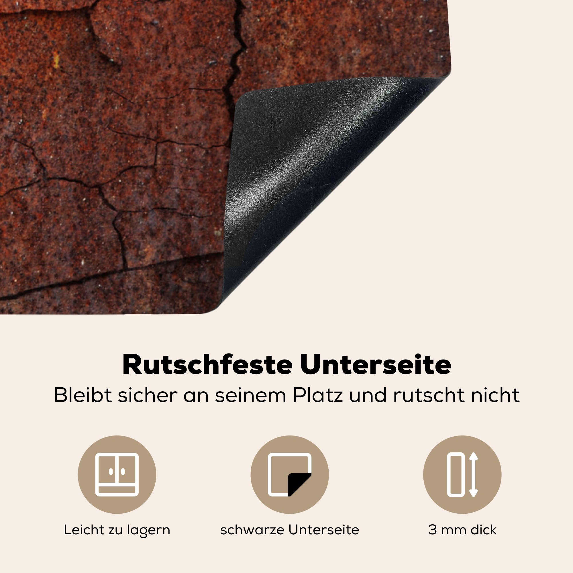 MuchoWow Vinyl, Induktionsabdeckplatte - (1 cm, - Rost Herdblende-/Abdeckplatte für Arbeitsplatte - Ceranfeldabdeckung, Induktionsschutz, - Metall küche 83x51 Vintage tlg),