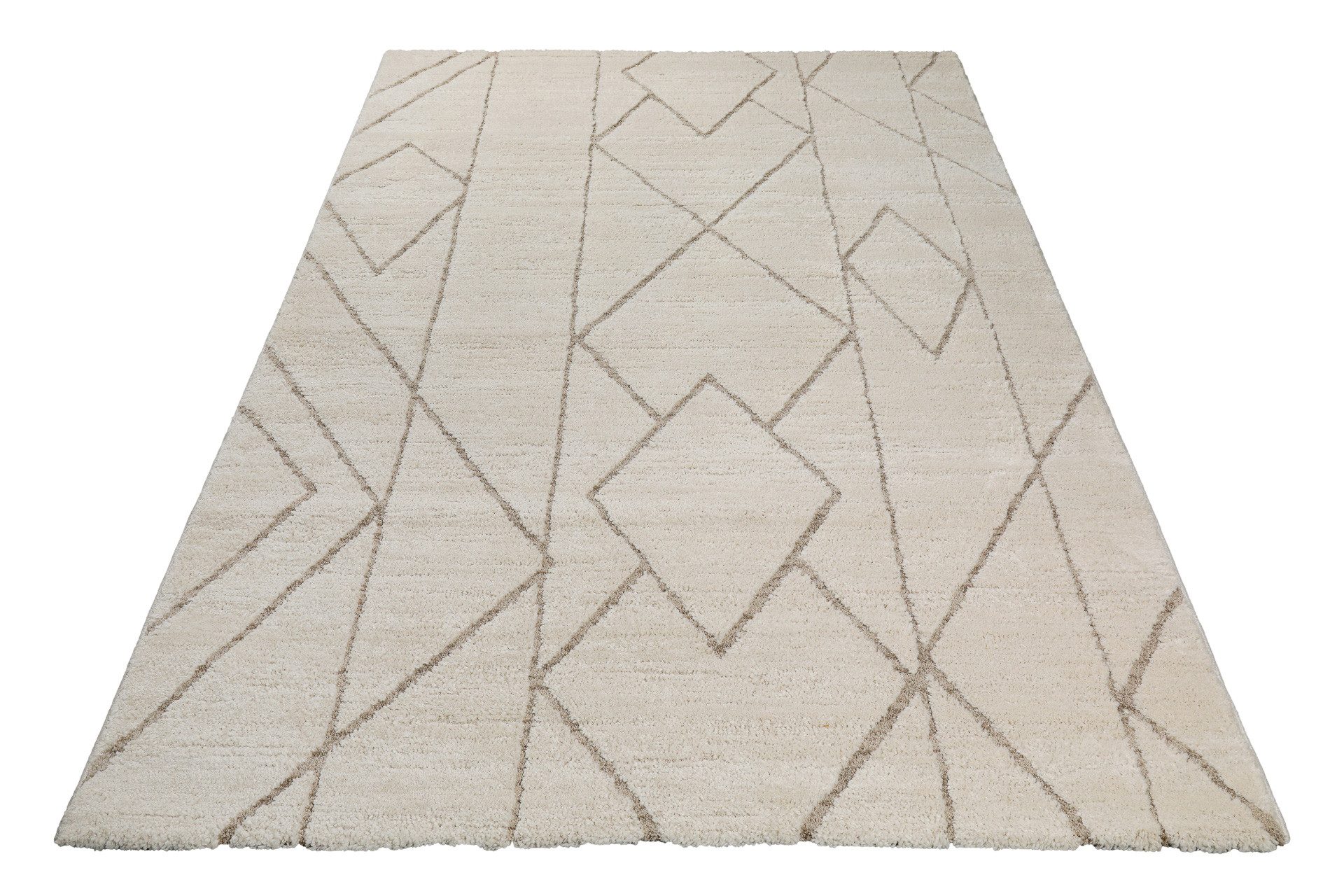 Wecon home Teppich Pelle, rechteckig, Höhe: 18 mm, Gewebt, Hoch-Tief, pflegeleicht, Rauten Muster, Scandi, Wohnzimmer