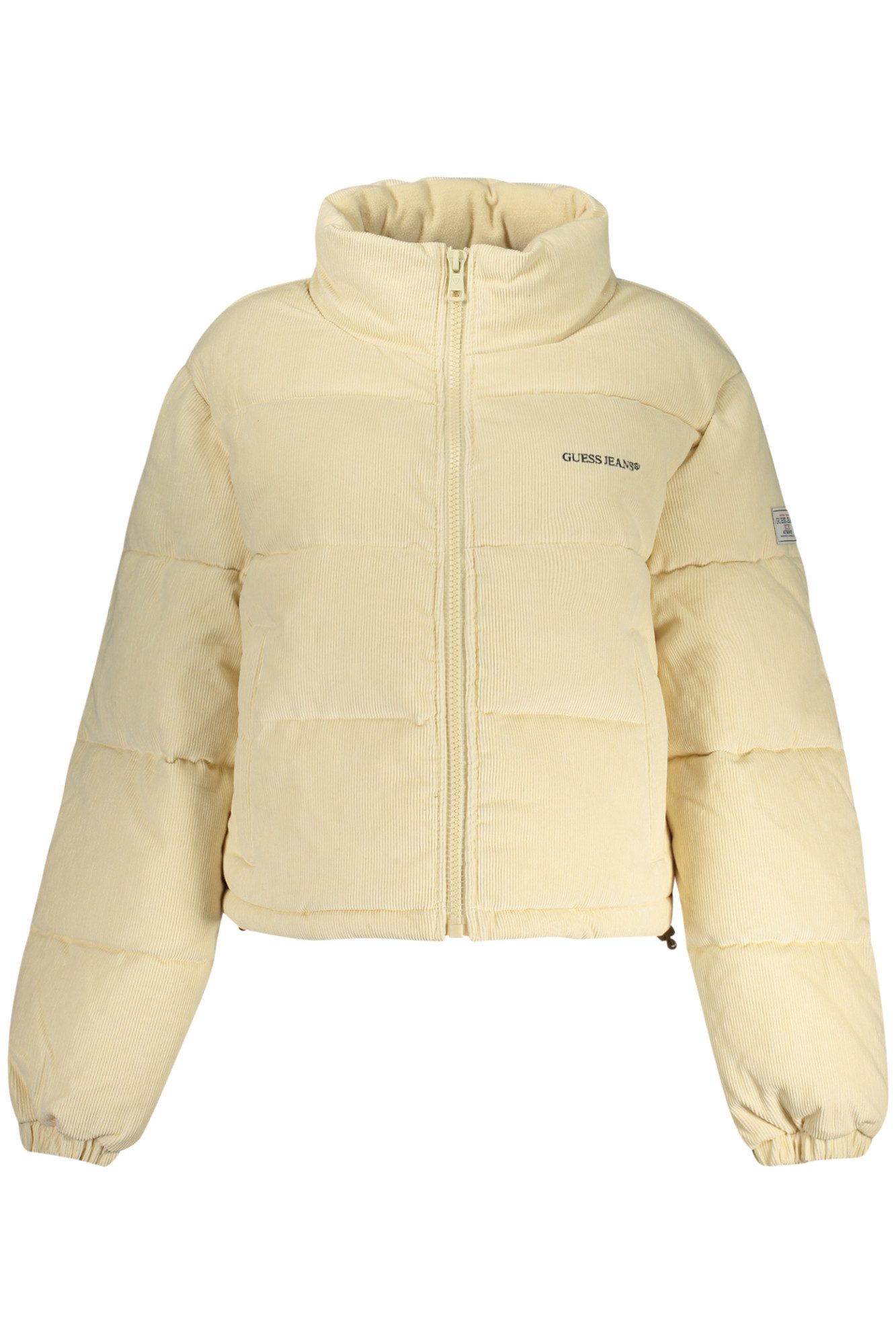 GUESS JEANS Outdoorjacke Stylische Damenjacke Beige - Kurz, Langarm, Mit Taschen & Stickerei