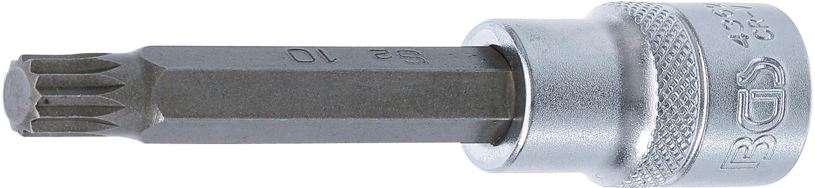 Innenvielzahn BGS Bit-Einsatz, mm, 100 (für Bit-Schraubendreher M10 technic mm (1/2), Antrieb 12,5 Länge Innenvierkant XZN)